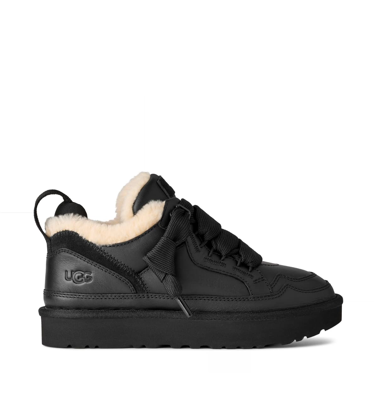 UGG Mens Lowmel Sneaker Black Leather — Leather