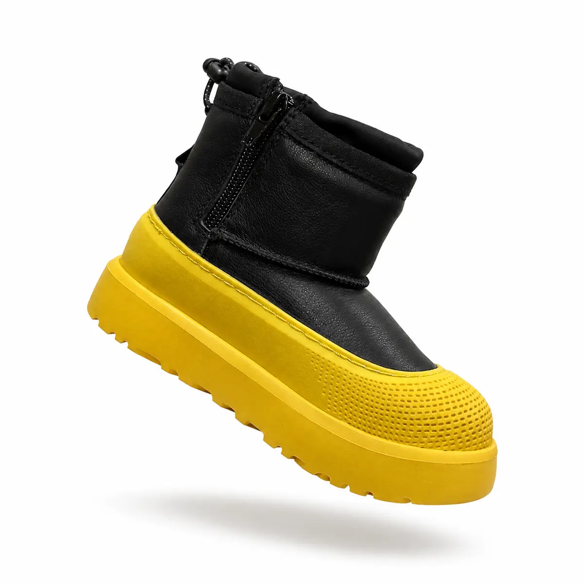 UGG Kids Mini Weather Hybrid — Black Leather/Yellow