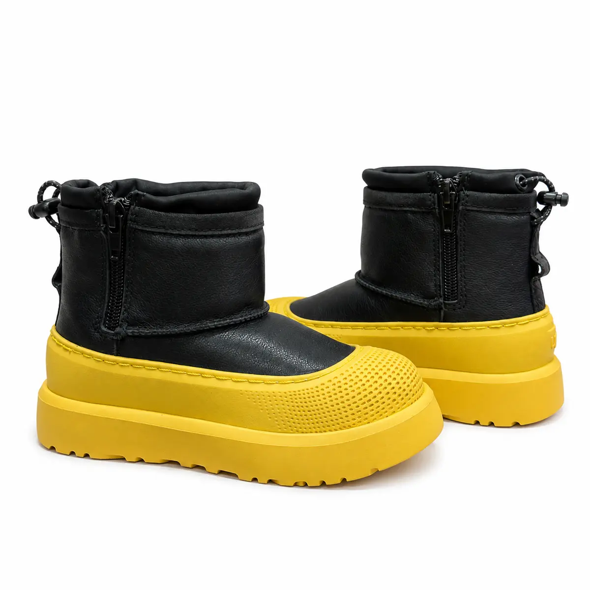 UGG Kids Mini Weather Hybrid — Black Leather/Yellow