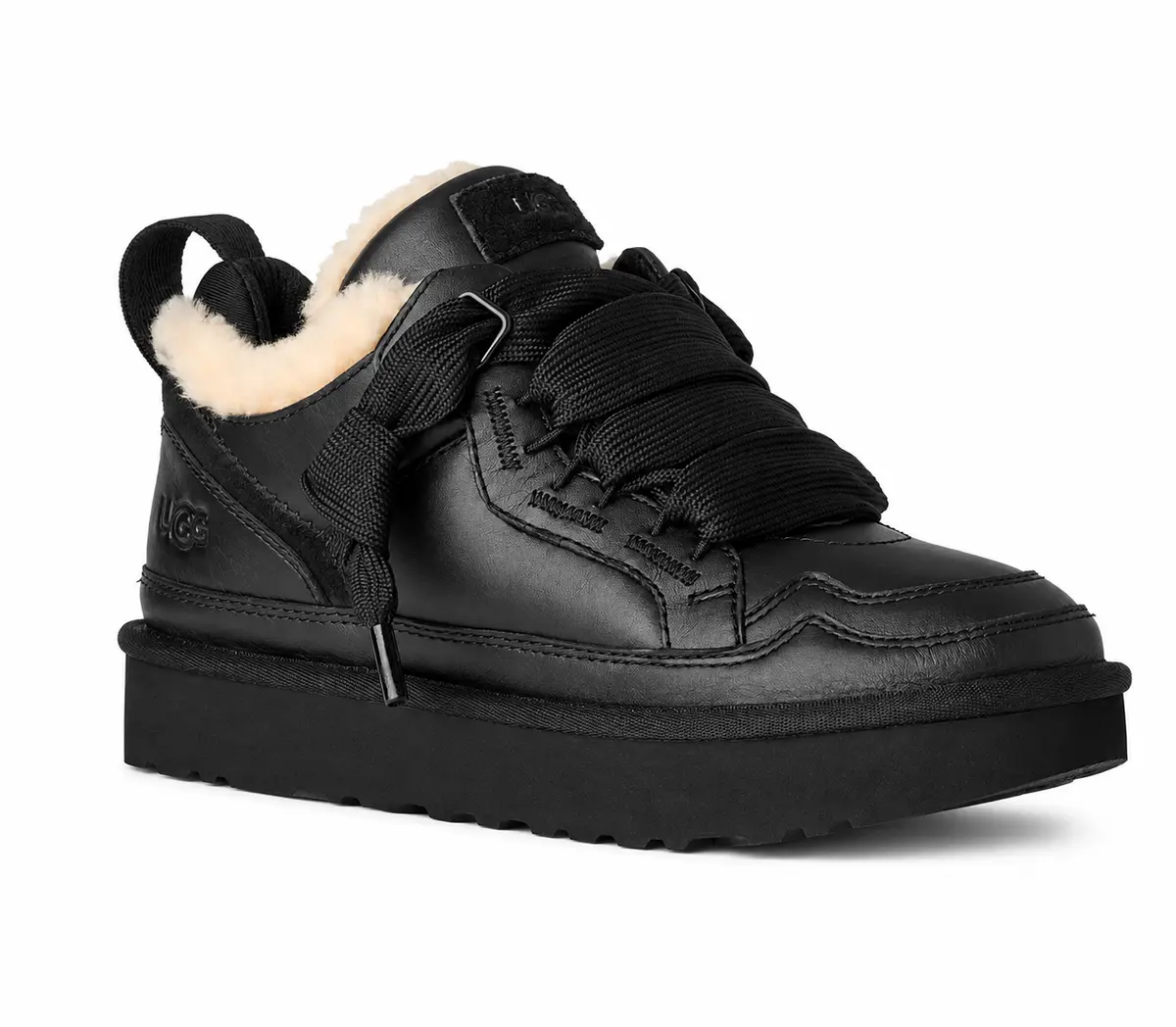 UGG Mens Lowmel Sneaker Black Leather — Black
