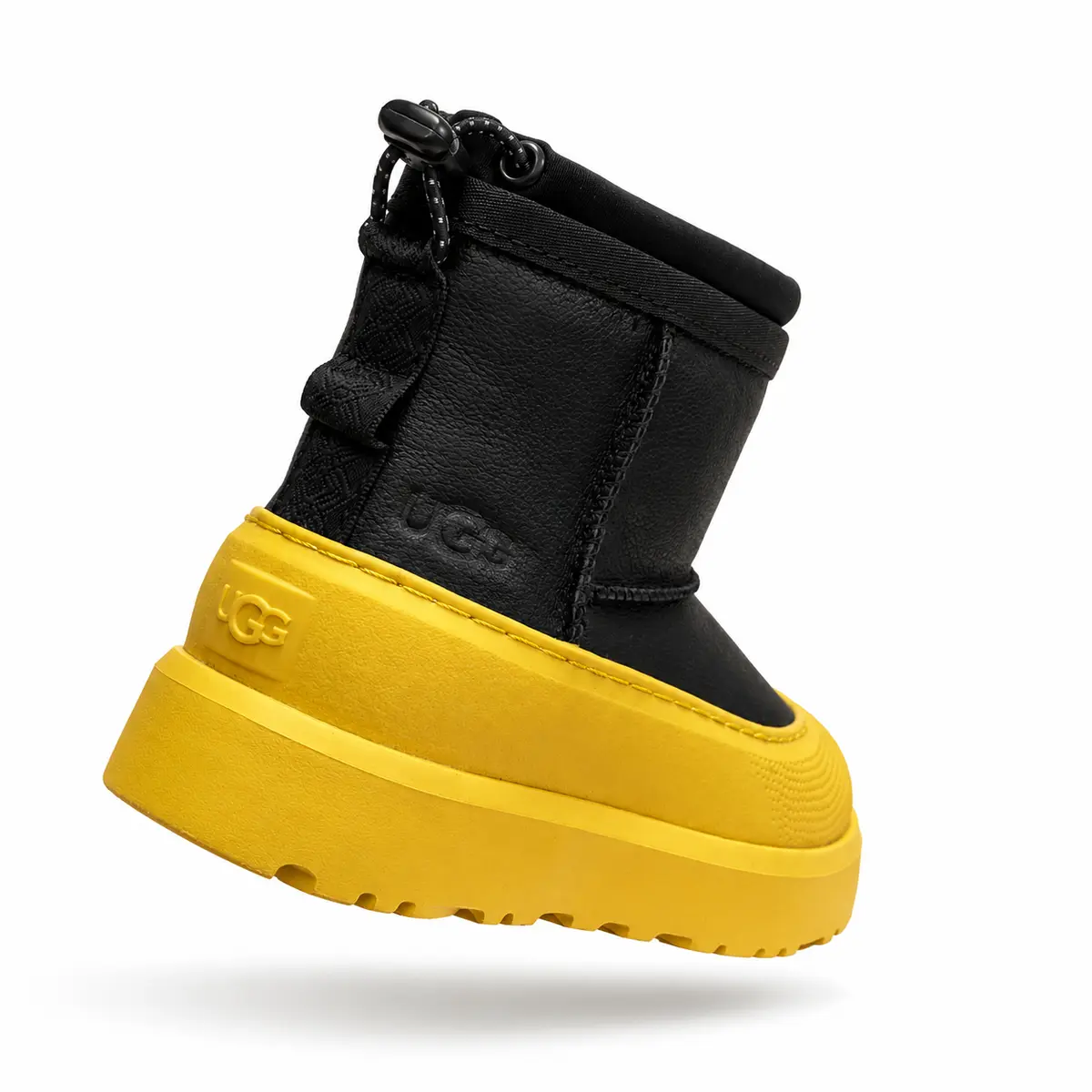 UGG Kids Mini Weather Hybrid — Black Leather/Yellow