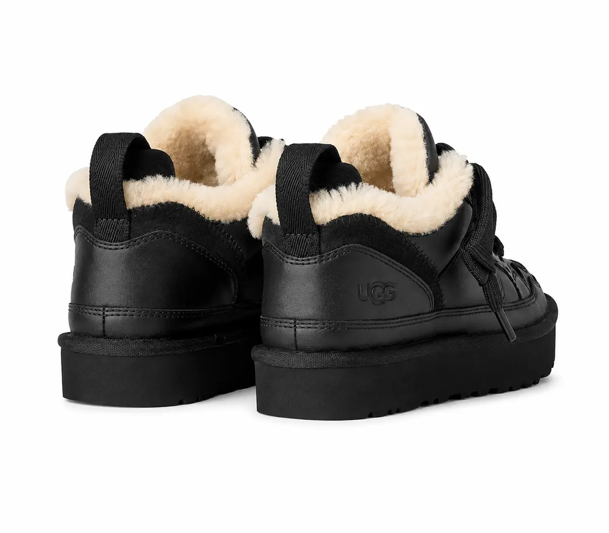 UGG Mens Lowmel Sneaker Black Leather — Black